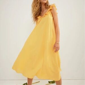 H&M Flounce Detailed Sunny Yellow Ruffle Dress Size Medium